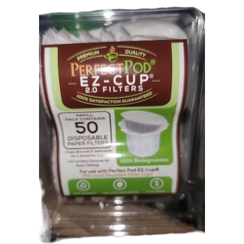 Perfect Pod EZ-Cup 2.0 Disposable Paper Filters with Patented Lid - 50ct