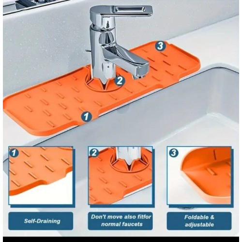 Home Essential Silicone Sink Faucet Mat( orange )