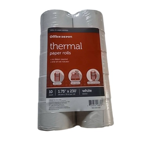 Office Depot Adding Machine Thermal Paper, 1 3/4in. x 230ft, White, 10 Rolls