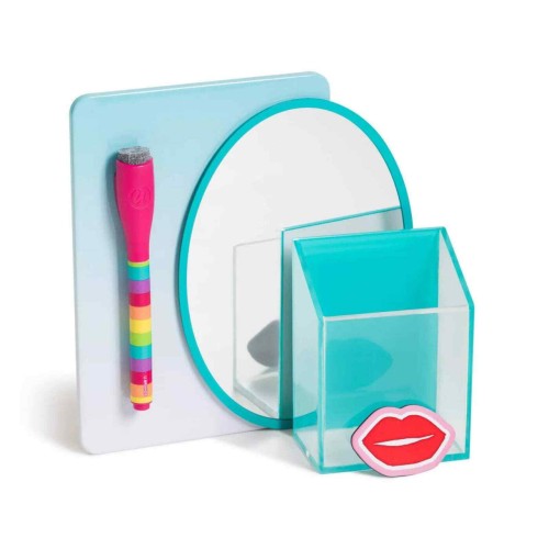 Locker Organizer Mirror Magnet board Bold & Bright Value Kit Teal - U Brands