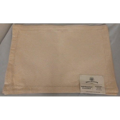 Bee & Willow solid hemstitch placemat SET OF 4 vanilla ice gold 13" x 19"