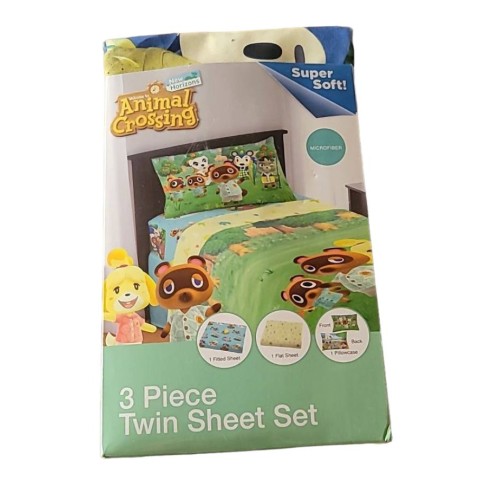 Animal Crossing Kids Super Soft Microfiber 3 Piece Twin Bedding Sheet Set 