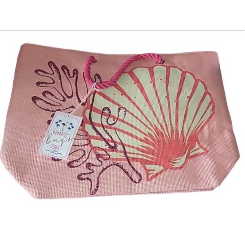 Paradise Bag Pink Tote Seashell and Sparkle