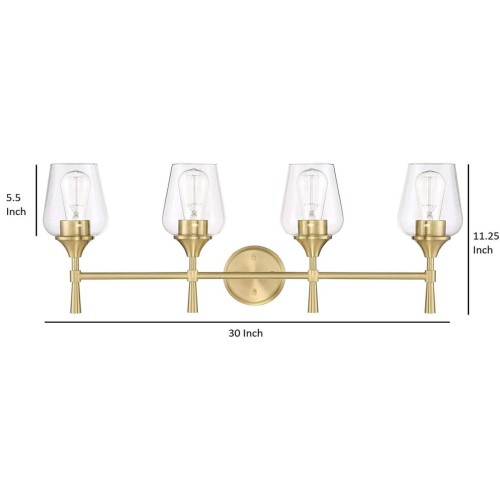 Sunset Lighting F27014-18 Four Light Stella Vanity Clear Glass w/ Champagne Gold