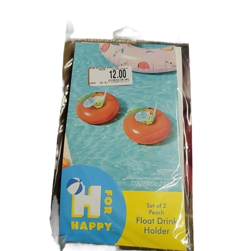 H for Happy Inflatable Drink Floats in Peach (Set of 2)