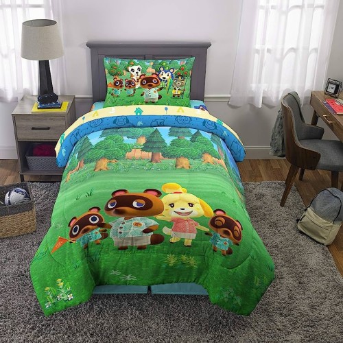 3pc Twin Kids Sheet Set Animal Crossing New Horizons Microfiber Bedding Fun Game