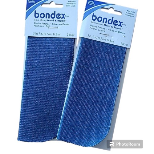 Bondex Twill iron on patches Worn Denim 5" x 7" 2 pack