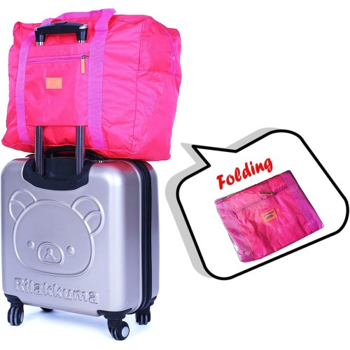 Hoperay Foldable Travel Luggage Duffle Bag Lightweight for Sports, Gym, Vacation Rose Red