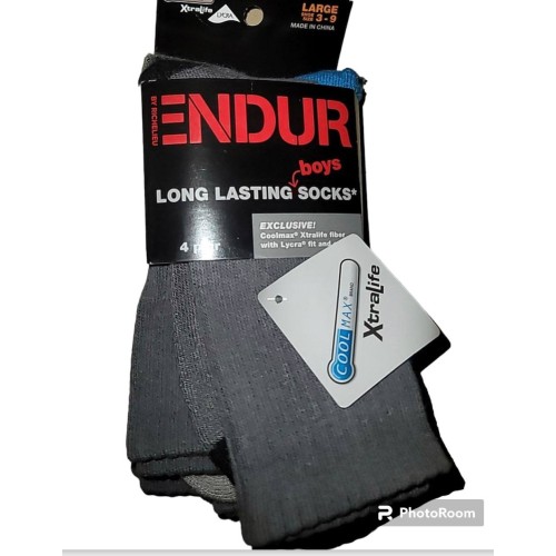 ENDUR long lasting boys socks 4 pairs  Large 3-9