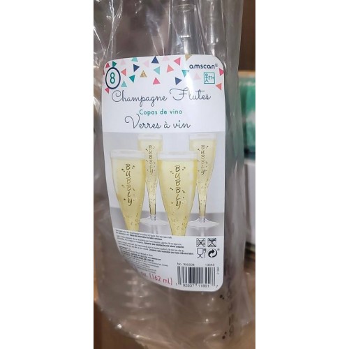 Champagne Flute Bubbly Clear Pk8