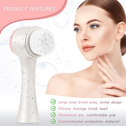 3D silicone face wash brush manual cleansing brush facial cleanser soft hair double-sided massage brush