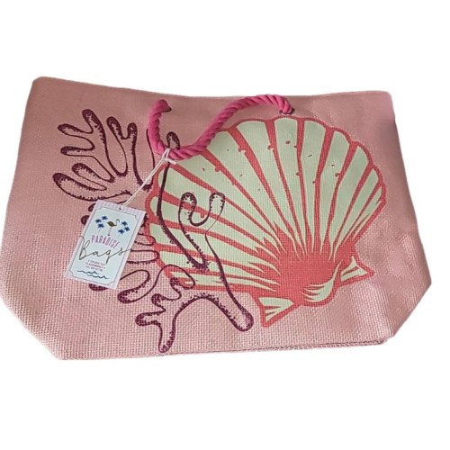 Paradise Bag Pink Tote Seashell and Sparkle