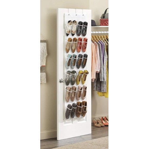 Transparent 24 Pcs Door Hanging Shoes Organizer