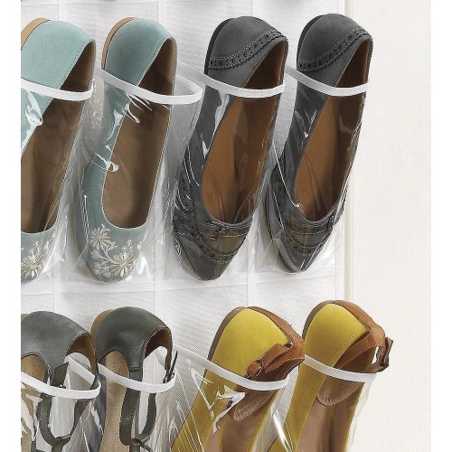 Transparent 24 Pcs Door Hanging Shoes Organizer