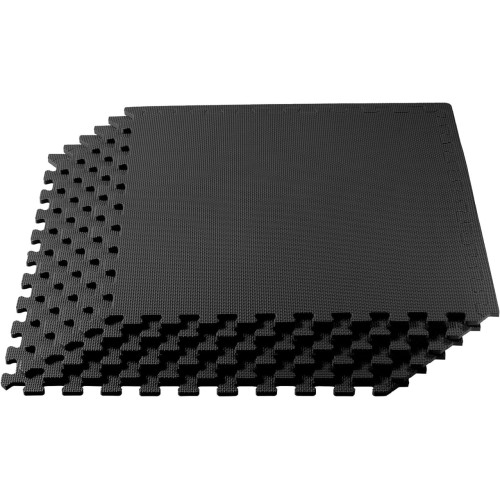 We Sell Mats 3/8 Inch Thick Multipurpose Exercise Floor Mat with EVA Foam, Interlocking Tiles, Anti-Fatigue for Home or Gym, 24 in x 24