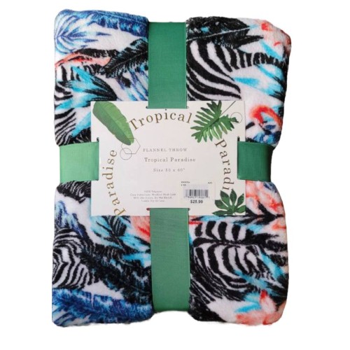 Tropical Paradise Foliage - Zebras Throw Blanket 50"x 60"