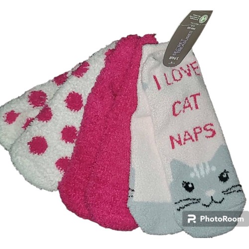 Ladies Secret Treasures Cat Mixed Color 3 Pair Ankle Cozy Socks Sz 4-10 Soft