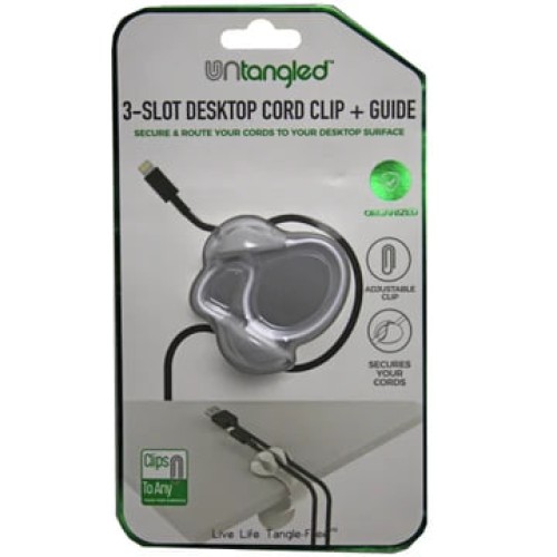    Untangled White 3 Slot Desktop Cord Cable Clip