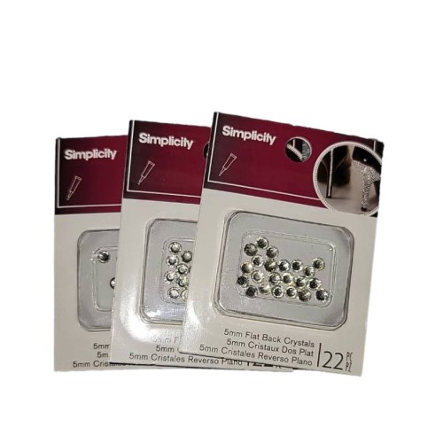 Three New simplicity flat back 5mm crystals Silver (3 Packs )