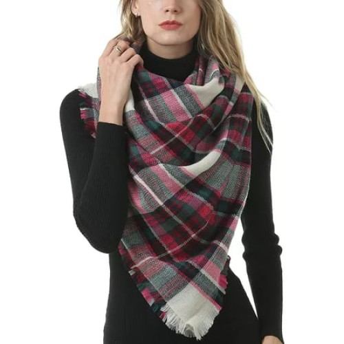 VIVIAN & VINCENT Soft Classic Luxurious Blanket Tartan Square Scarf Wrap Hijab