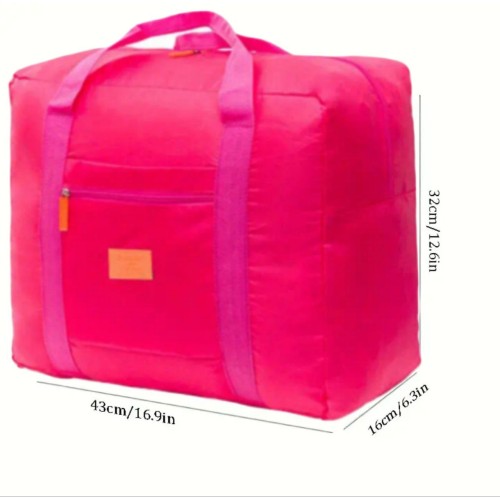 Waterproof Foldable Travel Luggage Clothes Large Capacity Storage Duffel Bag-Rose Red