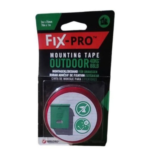 FIX-PRO® Mounting Tape Outdoor 2m x 25mm. Clear