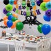 Meiduo Halloween Party Supplies, Happy Halloween Banner, Bat Foil Balloon, Balloons, Paper Fans, Zombie Honeycomb Balls Banner for Adult Kids Birthday Indoor Outdoor Garden Decorations, 21pcs