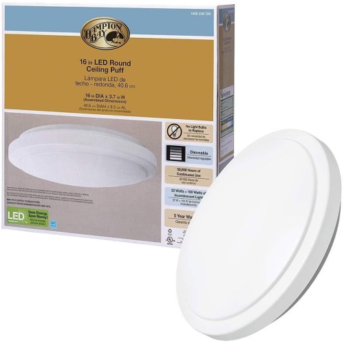 Hampton Bay 16 in. Round Bright/Cool White LED Ceiling Flushmount Light Fixture