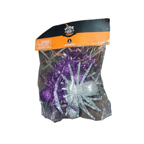 Hyde And Eek Target Halloween Decor Spiders Purple Silver Sparkle New In Bag