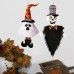 Halloween Ghost Plush Decorations, 2PCS Halloween Hanging Decoration Ornaments Handmade Plush Ghost Doll, Halloween Witch Hat Elf for Haunted House Farmhouse Halloween Decor