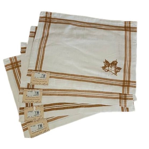 Border with Leaf Placemats - Set of Six (6) - New With Tags 14 x 19 inches