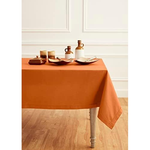 Harvest Hemstitch 60x144 Inch Oblong Tablecloth in Spice