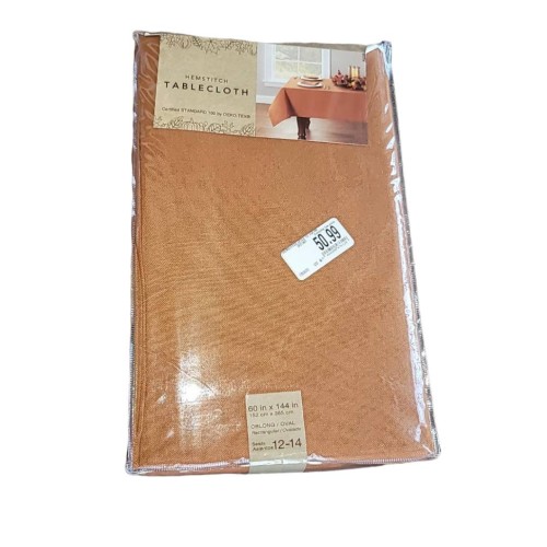 Harvest Hemstitch 60x144 Inch Oblong Tablecloth in Spice