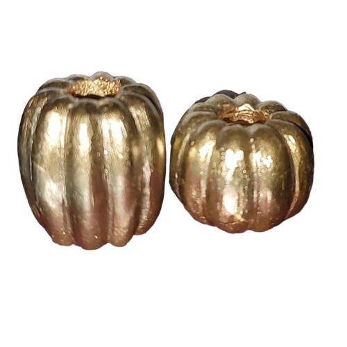 New Set Of 2 Gold Pumpkin Metal Taper Dine Candle Holders Fall Autumn Home Gift