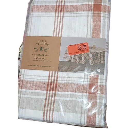 Bee & Willow Woven Autumn Plaid Fabric Tablecloth 70