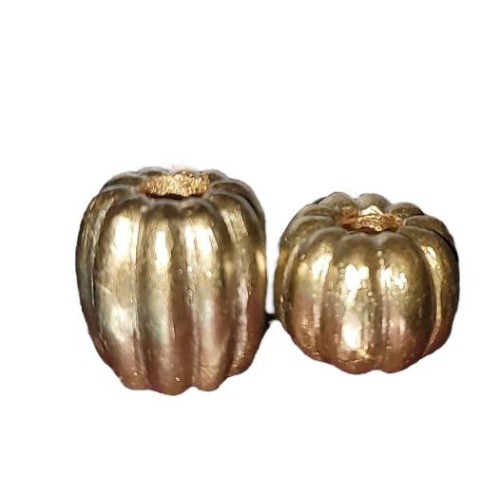 2 Packs Bed Bath & Beyond Set Of 2 Gold Pumpkin Metal Taper Candle Holders