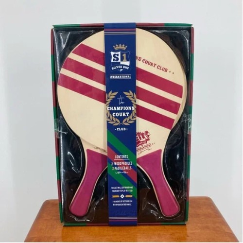 Silver One International Wood Paddles And Paddleball The Champions Court Set