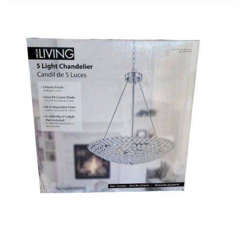 Decor Living Barclay 20 in. 5-Light Chrome Crystal Chandelier