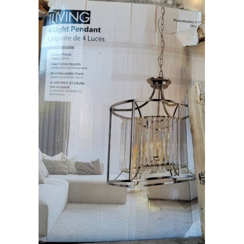 Decor Living Cecilia 4-Light Polished Chrome Cage Chandelier 