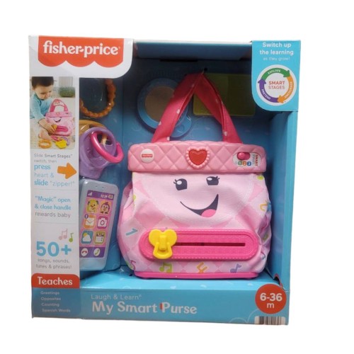 Fisher-Price Smart Purse Learning Toy with Lights Music and Smart Stages Educational Content for Babies and Toddlers, Pink​