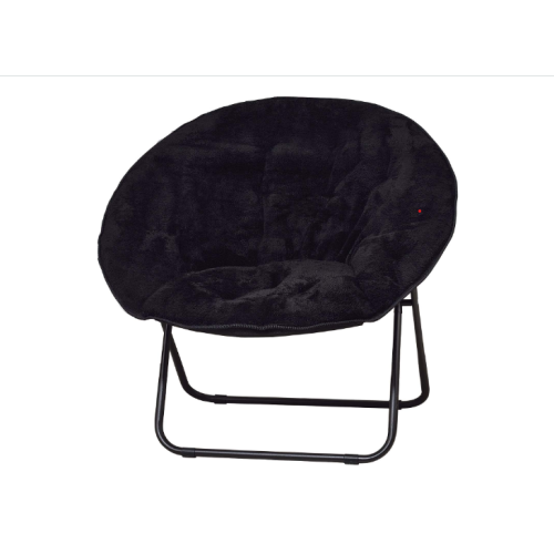 Mainstays Folding Soft Faux Fur Fabric Plush Steel Frame Saucer Chair Black