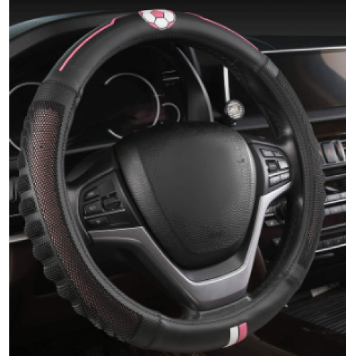 KBOISE Sports Football Style Steering Wheel Cover Accessories Handle Cover Fashion Universal 15 inch Car Covers (Pink)