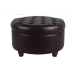 Homepop Home Decor | Large Button Tufted Faux Leather Round Storage Ottoman | Ottoman with Storage for Living Room & Bedroom (Distressed Brown)