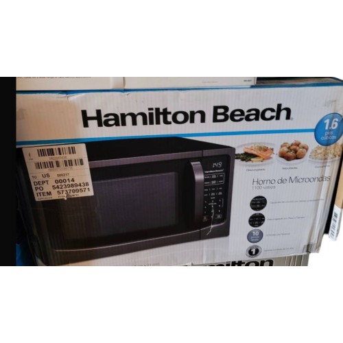 Hamilton Beach 1.6 Cu.ft Black Stainless Steel Digital Microwave Oven~