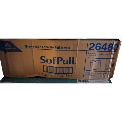 Sofpull 1000 ft Brown Hard Roll Paper Towels, 6 Rolls (GPC26480)