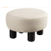 LLUE BONA Small Foot Stool, Round Beige Fabric Padded Ottoman Foot Rest with Plastic Legs