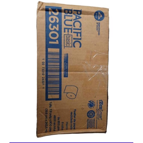 PACIFIC BLUE BASIC™ RECYCLED HARDWOUND PAPER TOWEL ROLL (PREVIOUSLY ENVISION®) BY GP PRO (GEORGIA-PACIFIC), BROWN, 6 ROLLS PER CASE