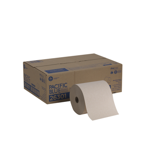 PACIFIC BLUE BASIC™ RECYCLED HARDWOUND PAPER TOWEL ROLL (PREVIOUSLY ENVISION®) BY GP PRO (GEORGIA-PACIFIC), BROWN, 6 ROLLS PER CASE