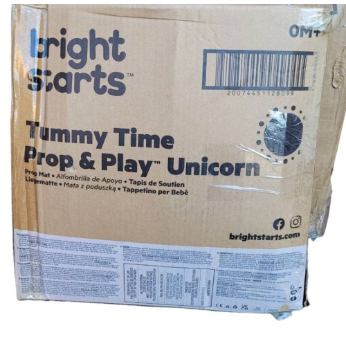 Bright Starts Tummy Time Prop & Play Baby Activity Mat with Support Pillow & Taggies - Unicorn 36 x 32.5 in, Age Newborn+