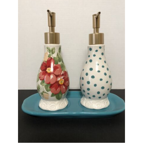 Pioneer Woman ~ Three (3) Piece Soap & Lotion Set ~ Vintage Floral ~ Polka Dots